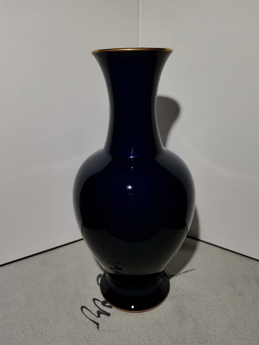 日本，昭和時期，香蘭社，帝王藍，藍標，花瓶、花入、擺件，圈口堆金