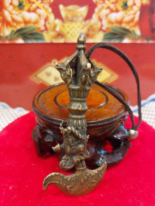 大瑞古玩~早期老件藏傳/純銅降魔鉞刀金剛斧/降魔鉞刀法器金剛降魔斧