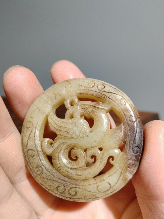 和田玉白玉鳳紋玉佩】高古玉中古玉明清玉【尺寸重量】49克舊藏古董古玩