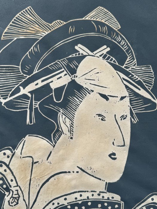 嚴選日本古董級浮世繪版畫，老木板裝裱帶古典風采破損處可修復畫芯尺寸