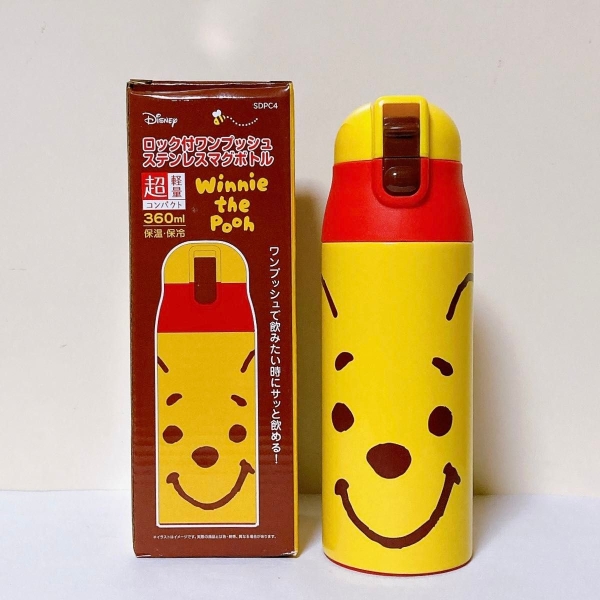 日本 SKATER 迪士尼 小熊維尼超輕量不鏽鋼保溫保冷瓶 360ml【南風百貨】