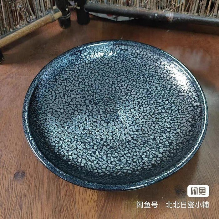 江戶時期日本一風窯油滴天目粗陶壺承，口徑15.8CM，高3CM 油滴天目壺承