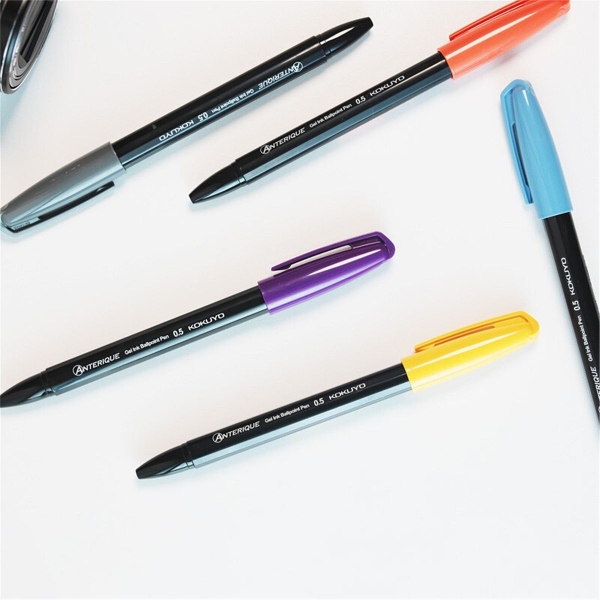 KOKUYO ANTERIQUE聯名中性筆0.5mm黑墨-黑黃/黑藍/黑橙/黑紫/黑灰 | 原子筆 / 中性筆 | Yahoo購物中心