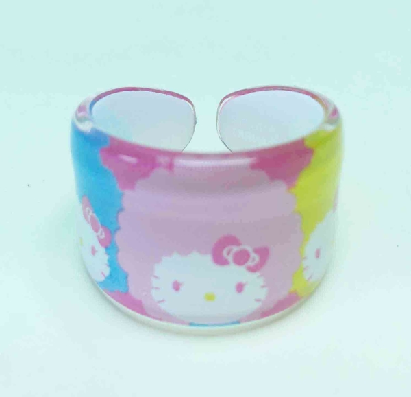 【震撼精品百貨】Hello Kitty 凱蒂貓~塑膠戒指-藍粉黃