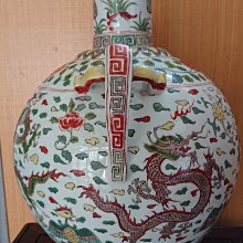明萬歴時代　【大明萬歴年製】在銘　五彩祥瑞唐花龍鳳文壺　紅綠彩花瓶(E-98) 大明萬曆款龍鳳紋五彩瓶| Yahoo拍賣