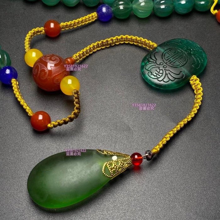 □清 本瑪瑙玉石渡金装飾108顆朝珠 宮廷装飾品 瑪瑙佛珠 南红玛瑙朝珠