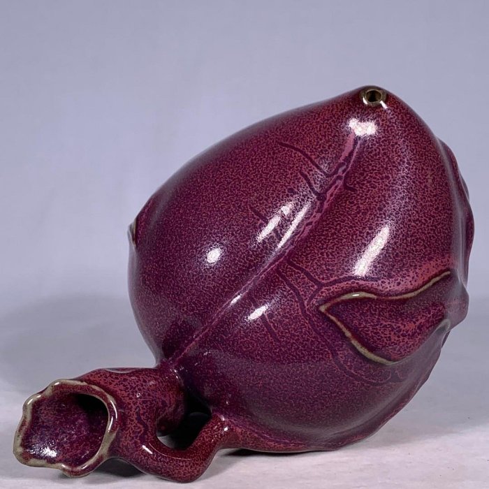 宋鈞窯玫瑰紫釉壽桃形水滴，高13直徑17cm，200614 官窯汝瓷鈞窯【古谷