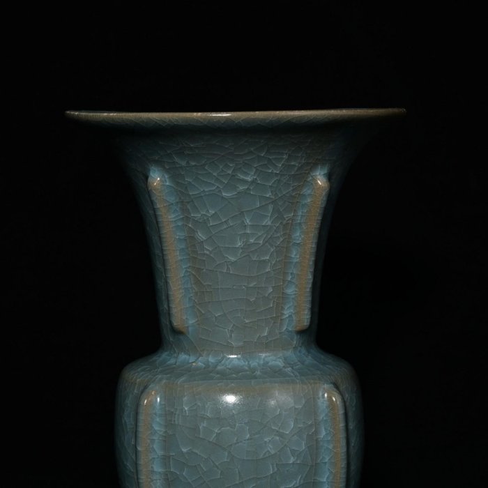 宋時代 青龙寺 汝窑冰片 象耳瓶 青磁 磁器 時代物 骨董品 土の百変化