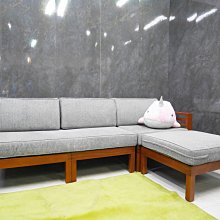 台北二手家具 百豐悅 新北二手傢俱-二手 詩肯柚木 L型沙發 客廳沙發 布沙發 會客沙發 新莊二手家具推薦 士林二手家具