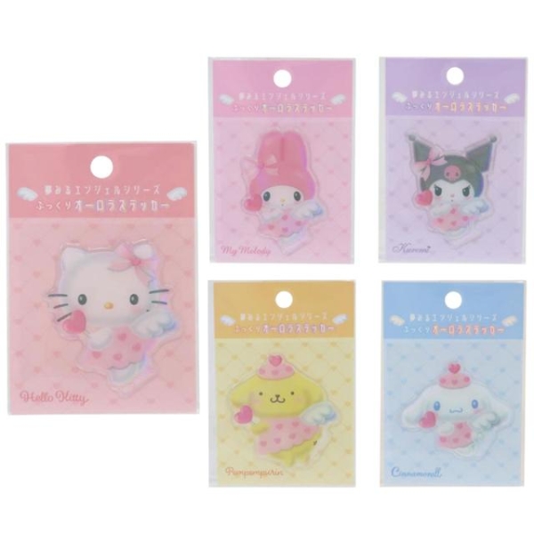 小禮堂 Sanrio 三麗鷗 極光PVC貼紙 (邱比特款) Kitty 美樂蒂 酷洛米 布丁狗 大耳狗