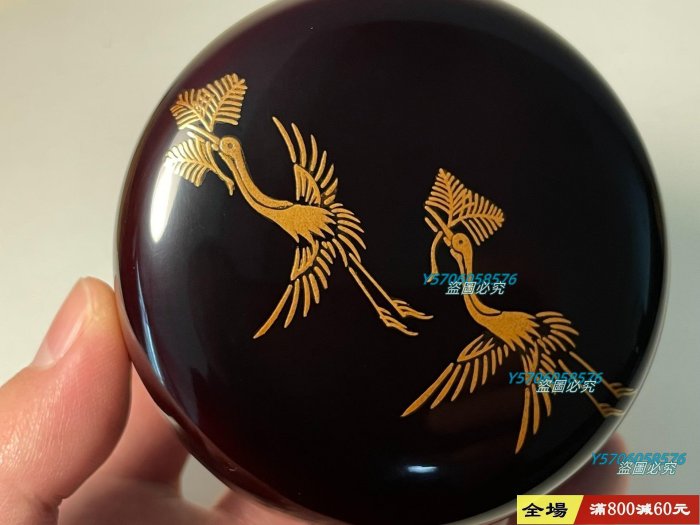 ◆t781◆和田瑾斎　松漆絵中棗　茶道具　漆 和田瑾齋松喰鶴蒔絵平棗溜塗木製共箱共布入茶道具サイズ:約高さ5cmx幅