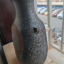 日本備前燒花瓶，山麗窯村上昭義大師精雕作品，傳統工法呈現獨特質感