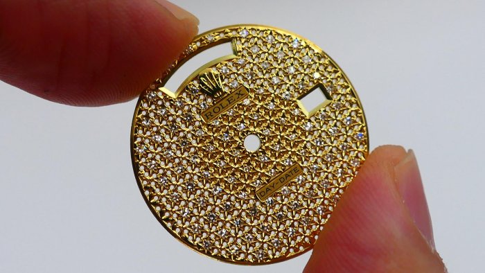 【單售面盤】蜂巢滿天星!ROLEX勞力士原裝整片18K K金面盤!