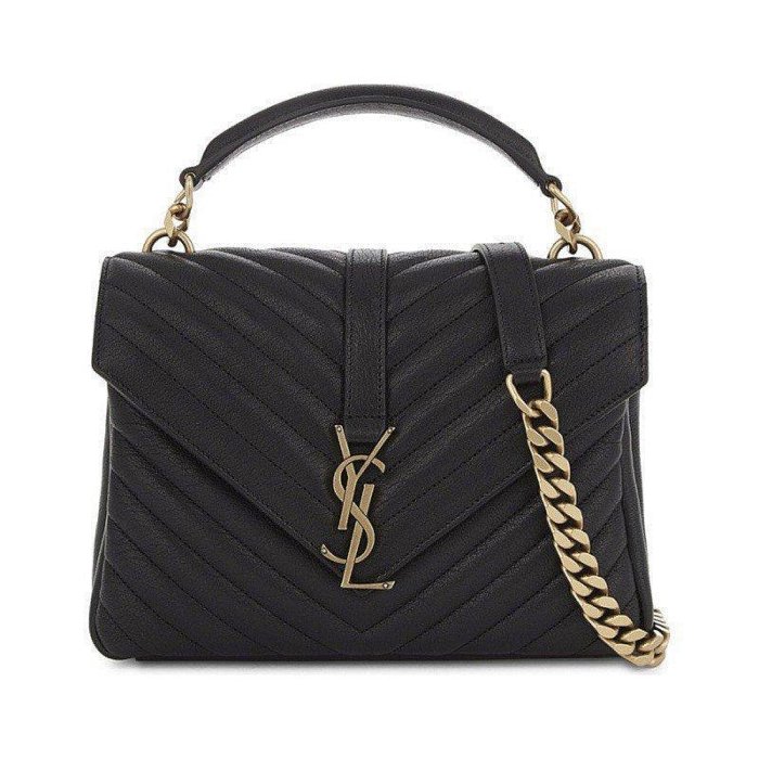 Saint Laurent YSL College 黑色 復古銀鍊 羊皮學院包 428056