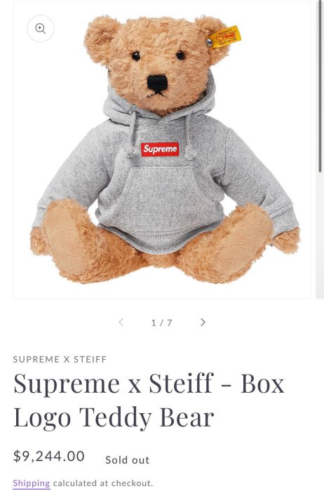Supreme X Steiff teddy bear 限量聯名泰迪熊全新國外網站上萬元