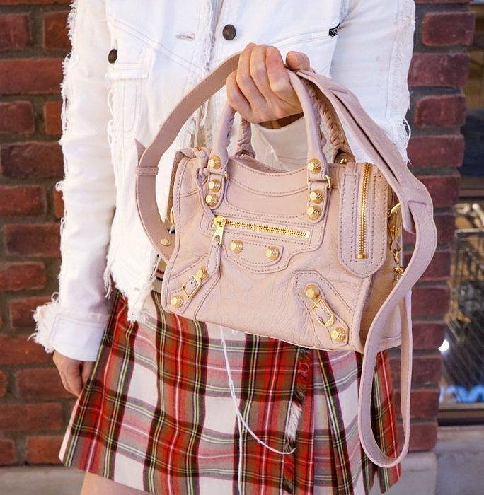 巴黎世家 Balenciaga 309544 Giant Mini City 迷你金扣機車包 5670 古典玫瑰