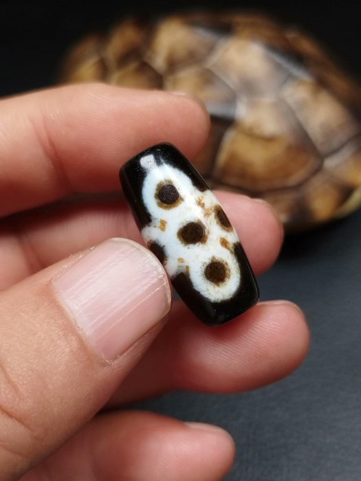 嚴選藏傳閃電五眼天珠，瑪瑙為材，皮殼風化細膩油潤，附鎖骨鏈發貨