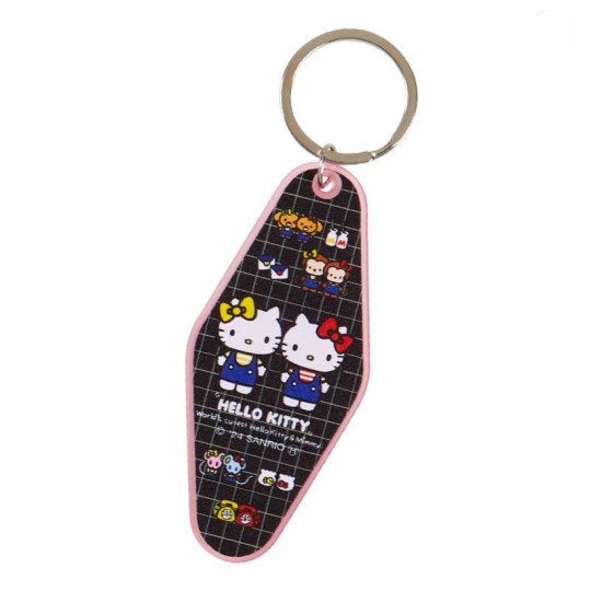 asdfkitty*KITTY 50週年紀念 復古吊牌鑰匙圈-雙胞胎-吊飾 掛飾-日本正版商品