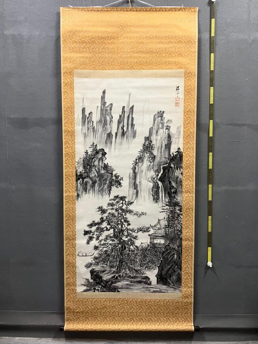 瑞云四尺大幅山水畫中堂《松山溪閣圖》國畫書法古玩字畫紙本綾裱畫心