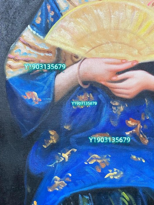 純手描き 油画 人物画 陳逸飛 作品図 中国絵画 約104×74cm 未表装 純