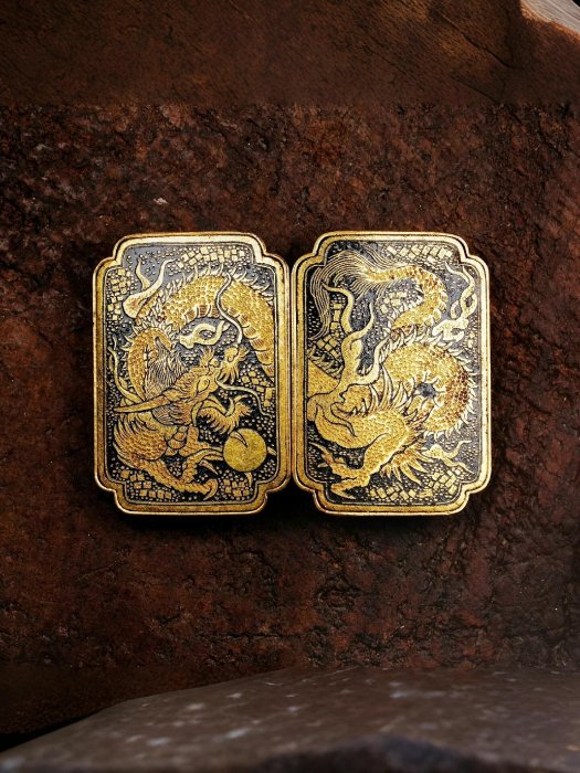二手]『明治金工』腰帶扣.駒井.游龍年代明治期尺寸4.5cm*6.4cm 重量43g