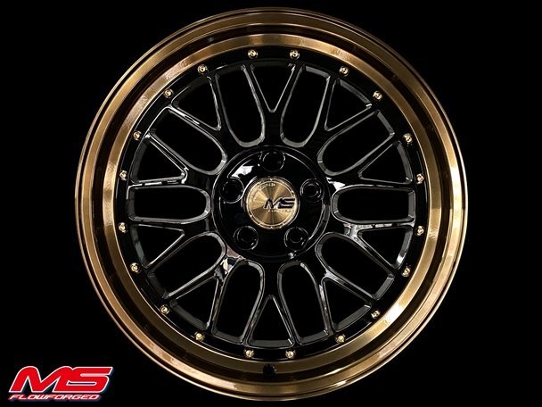 【超前輪業】MS MS823 旋鍛 18吋鋁圈 5孔108 5孔114.3 5孔112 5孔100 亮黑古銅邊