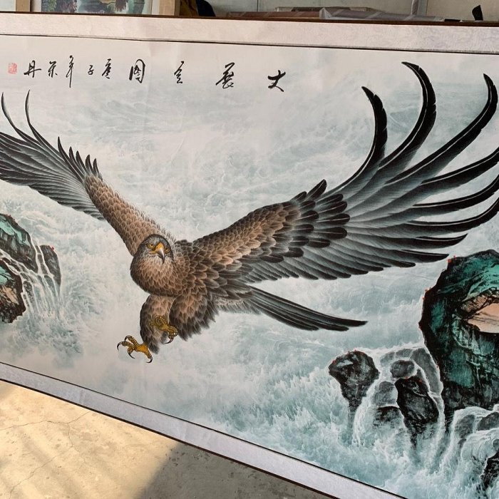 嚴選2米國畫老鷹六尺山水字畫，展現雄心壯志適合客廳與辦公室裝飾老鷹