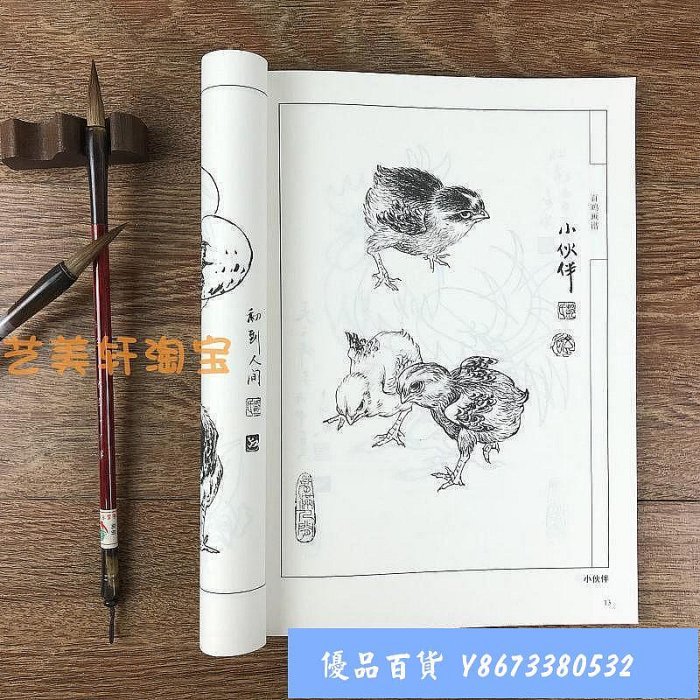 百雞畫譜中國畫線描優選白描國畫技法工筆鄧文欣臨摹入門基礎教程滿258