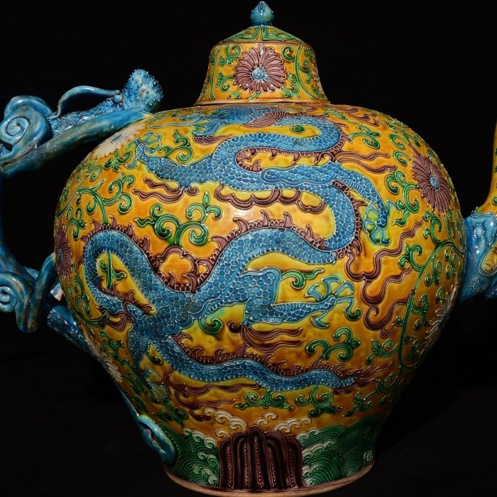大明嘉靖年制琺華彩龍紋壺，高35×33厘米【上元雅玩堂】 | Yahoo拍賣