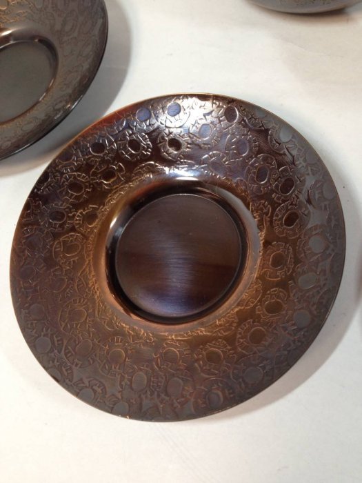 日本古漾】71703日本開新堂銅製茶器茶壺+建水+茶托5客使用品起標價