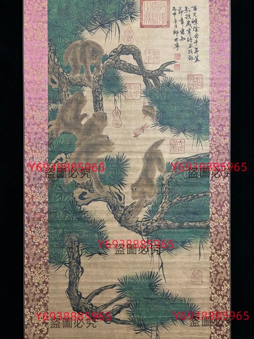 代號TZ279《郎世寧動物》三尺中堂手繪作品畫心材質：宣紙裝裱尺寸：長