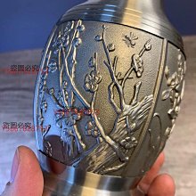 二手】日本回流純錫花瓶純錫制梅蘭竹菊四君子擺花器顏值美品精錫打造