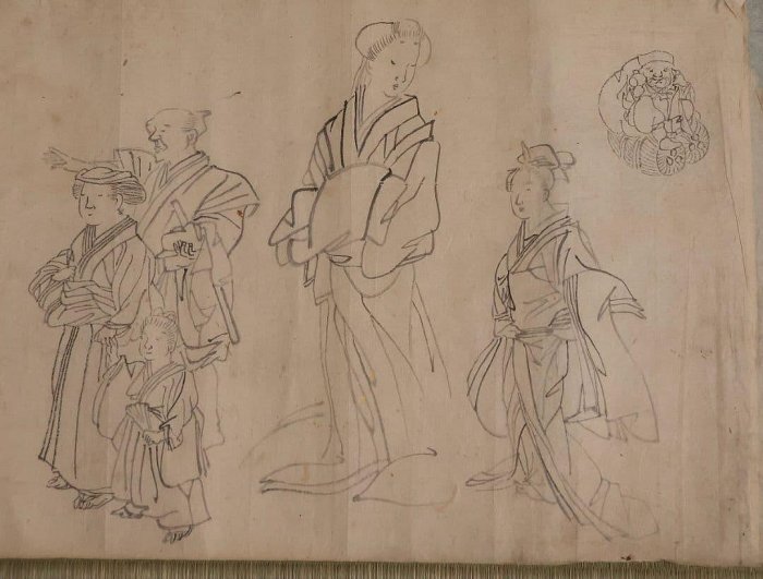 日本畫卷物美人畫人物花鳥紙本| Yahoo拍賣