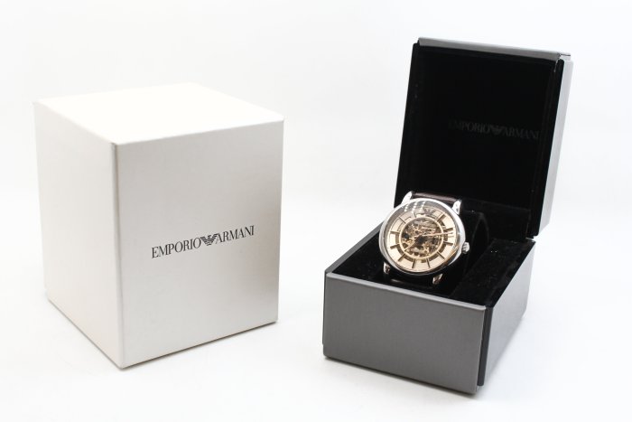 【台中青蘋果】Emporio ARMANI AR1982高雅品味鏤空機械時尚腕錶-咖啡 #25371 | Yahoo拍賣