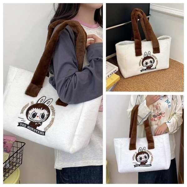 泰國包 泰國小包 泰國編織包 毛絨女生泰國小包包女北京泡泡瑪特labubu包拉布布可愛少女托特包