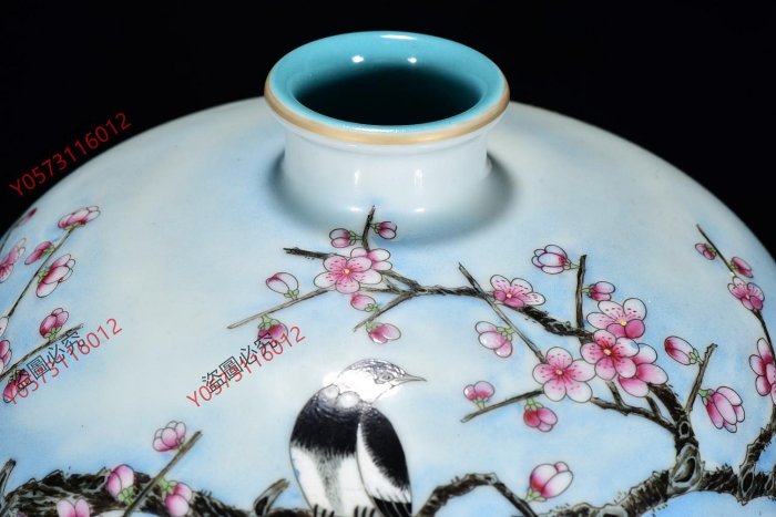 大清乾隆年製 款 粉彩 梅花文 瓶 高さ約21cm 清乾隆窯粉彩花卉瓶-數位典藏與學習聯合目錄