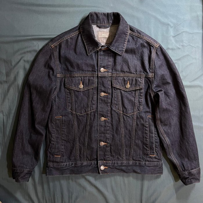 (免運) NET 經典翻領牛仔外套 暗夜藍 M