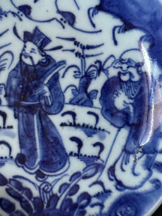 嚴選清代雍正福祿壽三星青花瓷盤，景德鎮窯口精工細作，青花發色沉穩