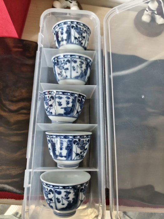 嚴選日本美風窯青花染付茶杯，五只裝口徑6厘米、高約4.5厘米，適合收藏