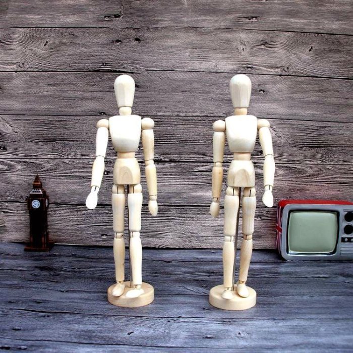 12英寸(33CM)木頭人關節木偶人木人偶漫畫必備木人模型素描美術漫畫人物