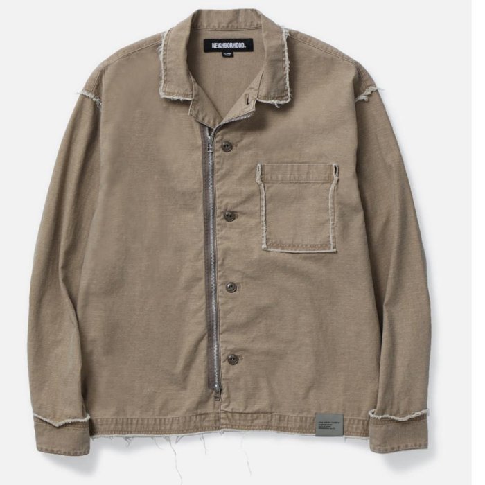 【新品L】NEIGHBORHOOD UNTRIMMED ZIP SHIRT LS Neighborhood Untrimmed Zip Long Sleeve Shirt | 251AQNH-SHM06