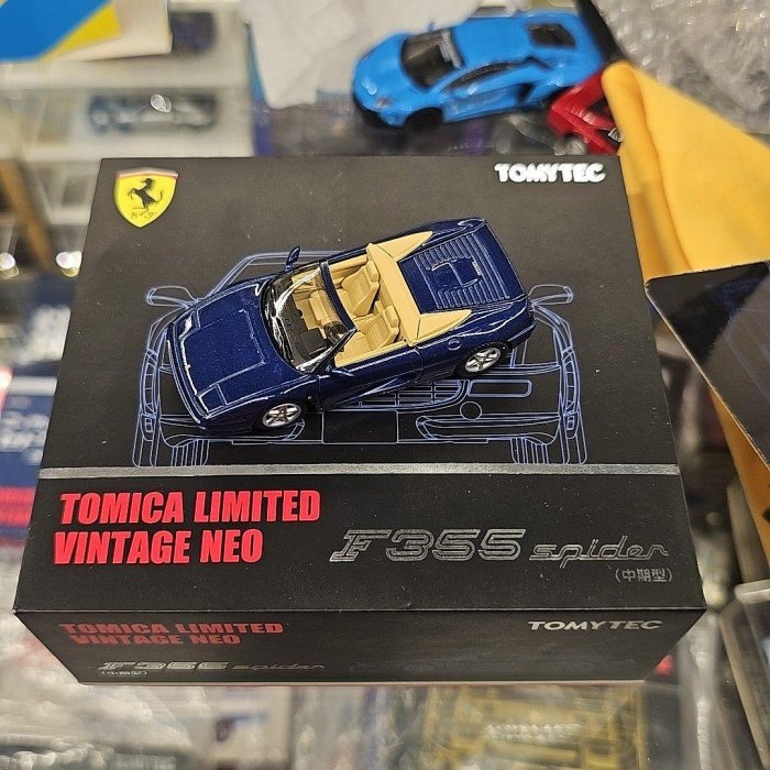 TOMYTEC TLV 法拉利F355 Spider 中期款青色合金車模全新附原盒輪廊清晰