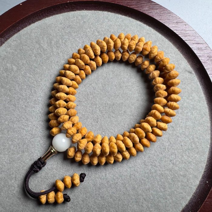 九華山金葉蓮花菩提佛珠手持飛碟念珠金葉菩提招財項鏈金錢子手串