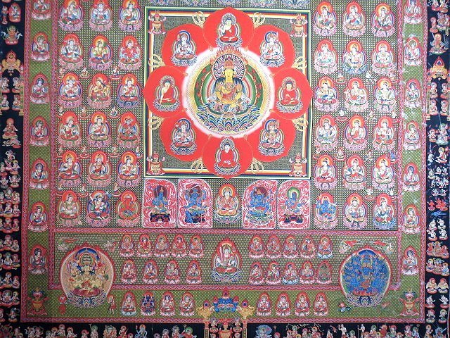 唐卡佛像 编号160-341726：黑金唐卡-天冠弥勒佛（90*60CM左右） | 沃唐卡