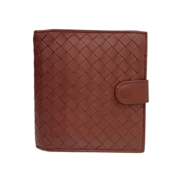 BOTTEGA VENETA BV 寶緹嘉 棕色 編織羊皮 二折短夾 【二手名牌BRAND OFF】