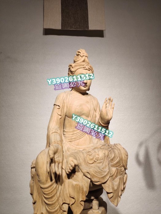現貨香樟木雕刻如意輪觀音尺寸25*25x58厘米點“我”和我吧古玩木雕擺件
