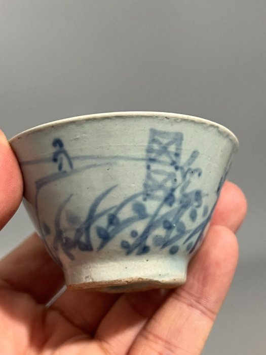 嚴選日本帶回朝鮮高麗青花杯，人物泛舟圖老底瓷，自用品級，美如初見