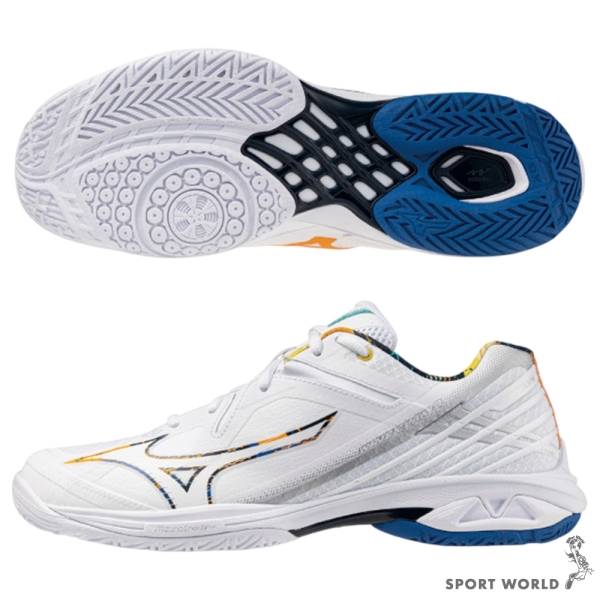 Mizuno 美津濃 羽球鞋 男鞋 女鞋 3E寬楦 WAVE CLAW 3 白藍黃【運動世界】71GA244333