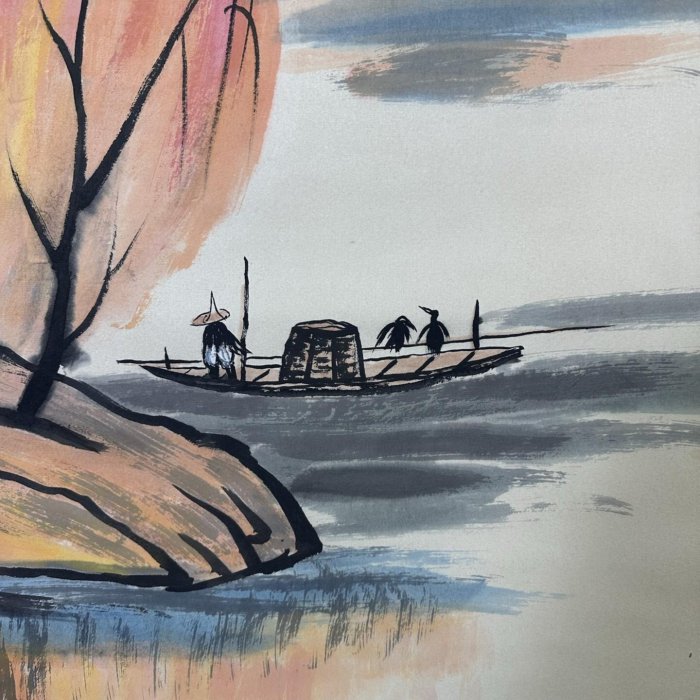 林風眠 風景画 掛け軸 四尺 手描き 中国美術 絵画 書画 風景図 インテリア 舊畫字畫掛軸畫立軸畫【林風眠】風景畫純手繪畫四尺中堂畫帶雜志品相如