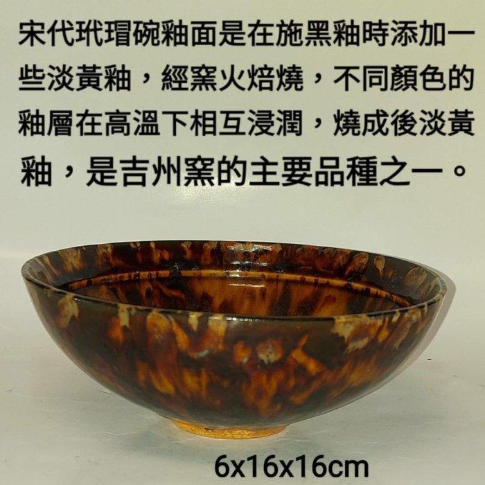 J22-3S10中国美術　宋元時代　吉州窯　黒釉褐彩碗　天目鉢　玳瑁釉　時代茶碗 宋代吉州窯玳瑁釉碗瓷器宋代玳瑁碗釉面是在施黑釉時添加一些淡黃釉，經